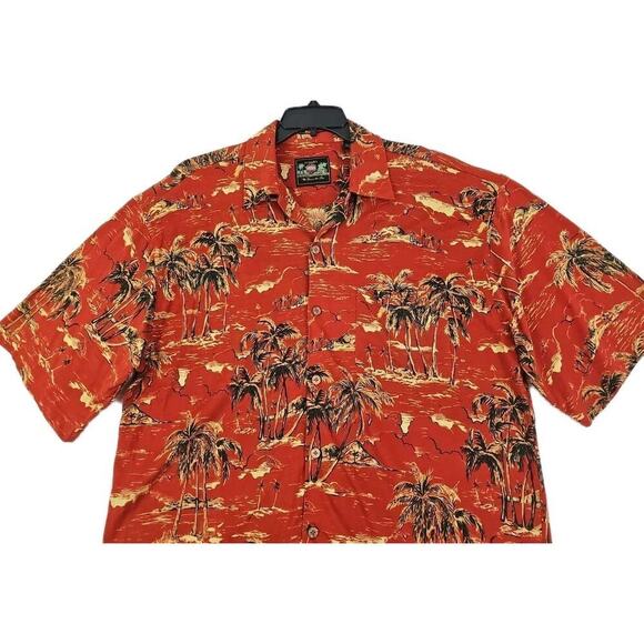Pussers West Indies~Men's Size L~Brown Hawaiian Print Button Up Shirt Silk Blend - Picture 10 of 10